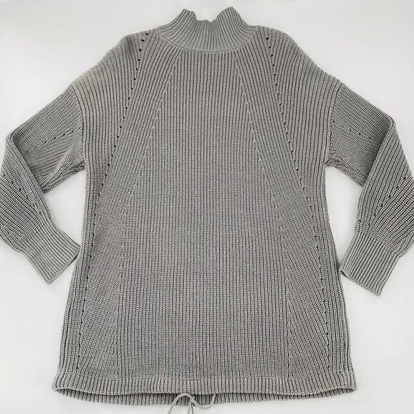 NWT RDI Mock Neck Kangaroo Pocket Ribbed Tunic Sweater In Grey Size XS - Picture 5 of 10